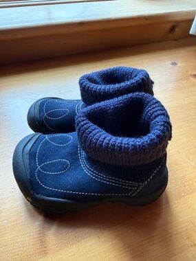 Kids Navy Blue Cozy Knit Cozy Slipper Boot Shoe Size 10 Little Kids